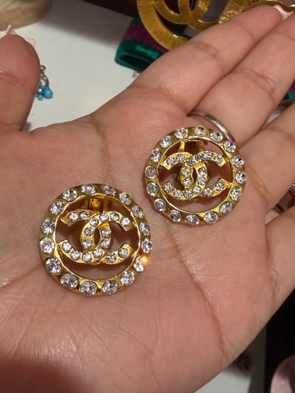 CHANEL Crystal CC Earrings